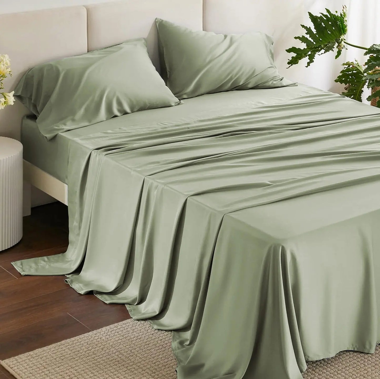 Parure de draps en bambou 300TC, 100 % biologique, taille 140*190 Élénya