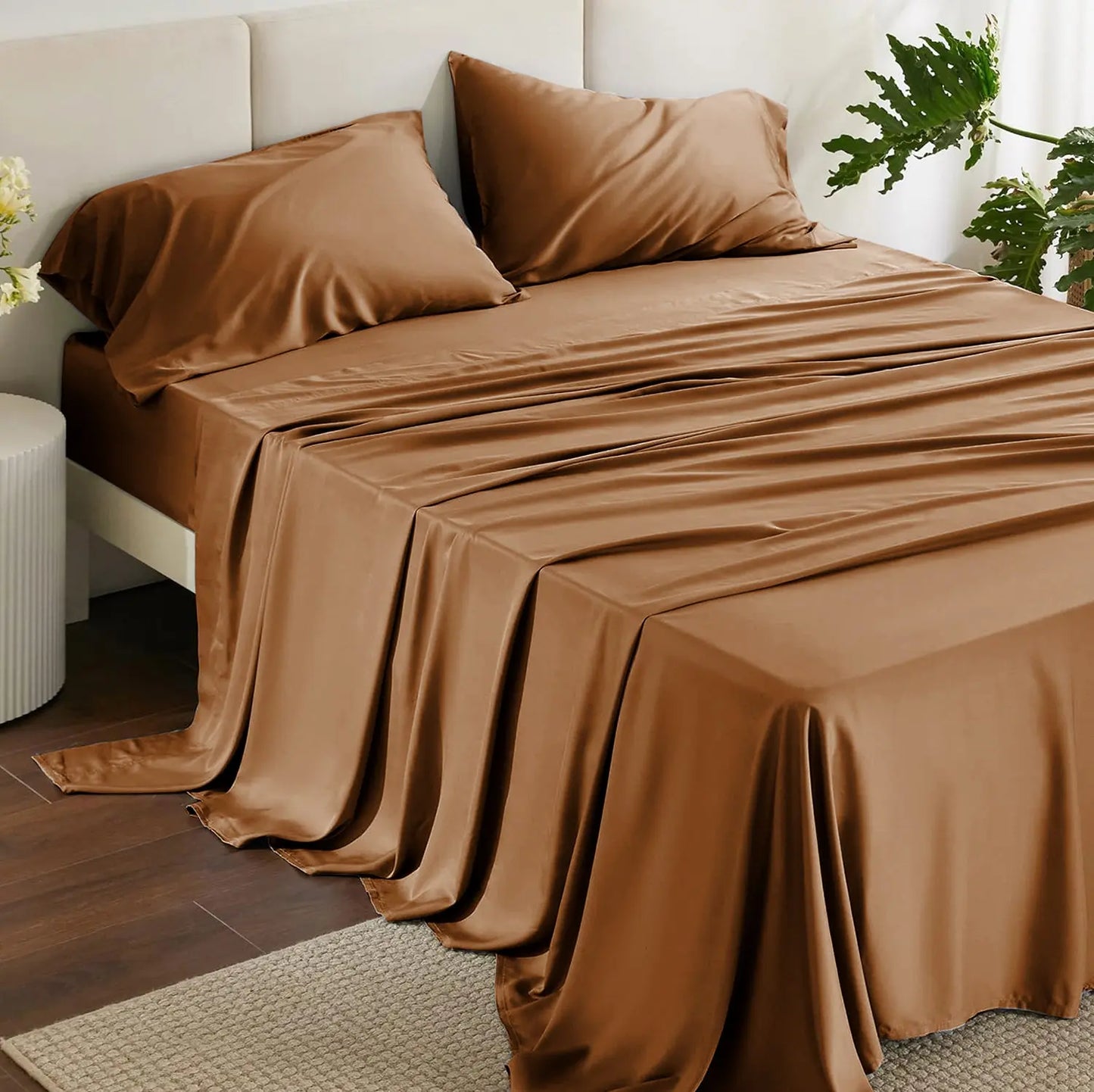 Parure de draps en bambou 300TC, 100 % biologique, taille 140*190 Élénya