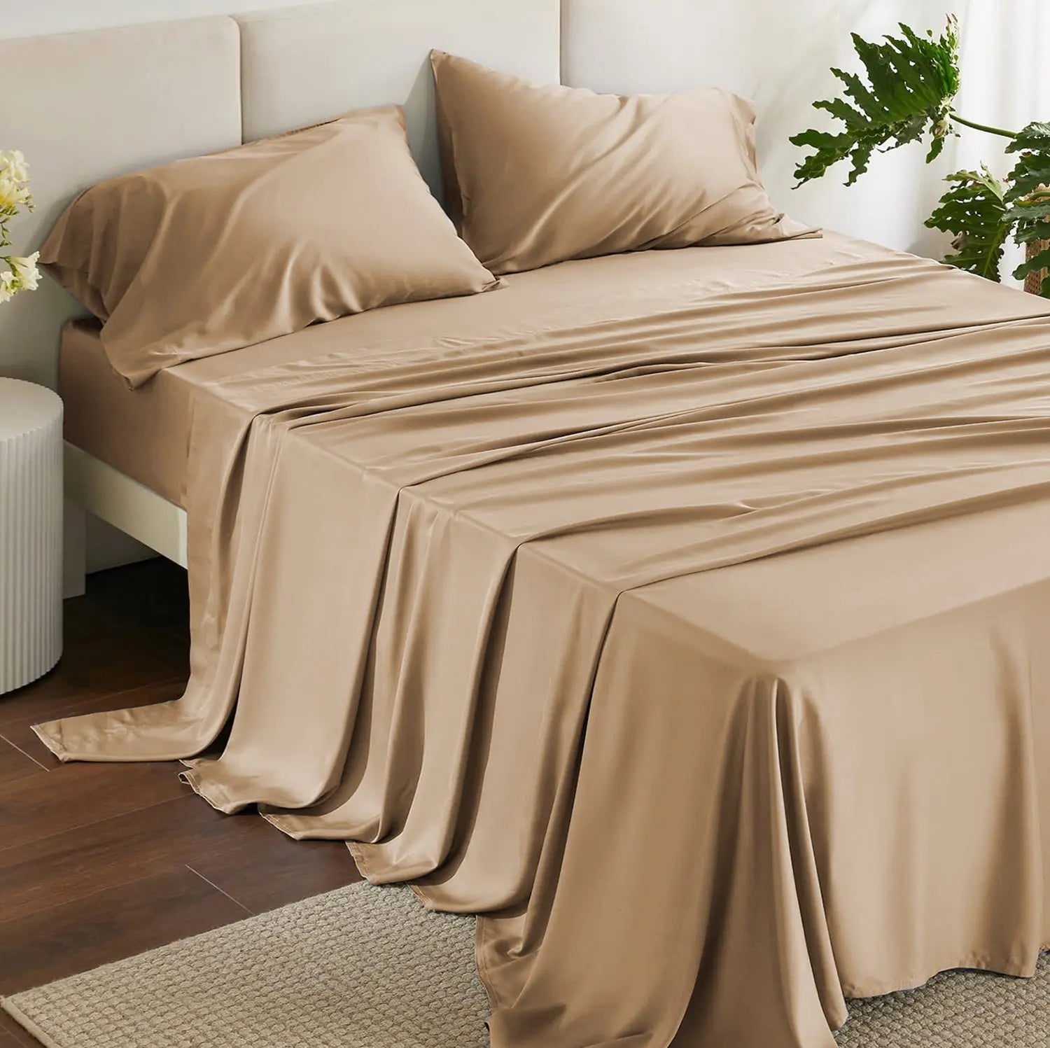 Parure de draps en bambou 300TC, 100 % biologique, taille 160*200 Élénya