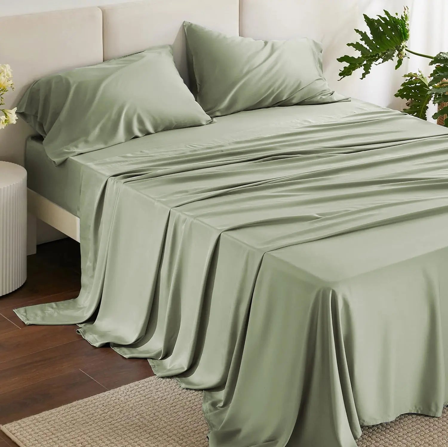 Parure de draps en bambou 300TC, 100 % biologique, taille 160*200 Élénya